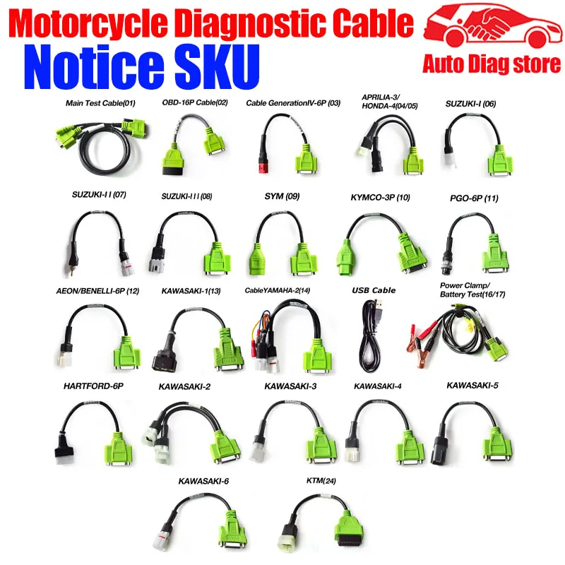 

Motorcycle Diagnostic Cables Works For JDIAG M100/M200/M300 Motorcycle Scanner Diagnostic Adapter 3pin/4pin/6pin