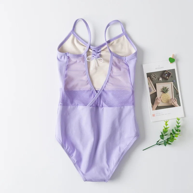 Ropa de baile de ballet para niña, chaleco de empalme de malla y algodón, ropa de práctica de baile para niños, ropa de práctica de entrenamiento corporal