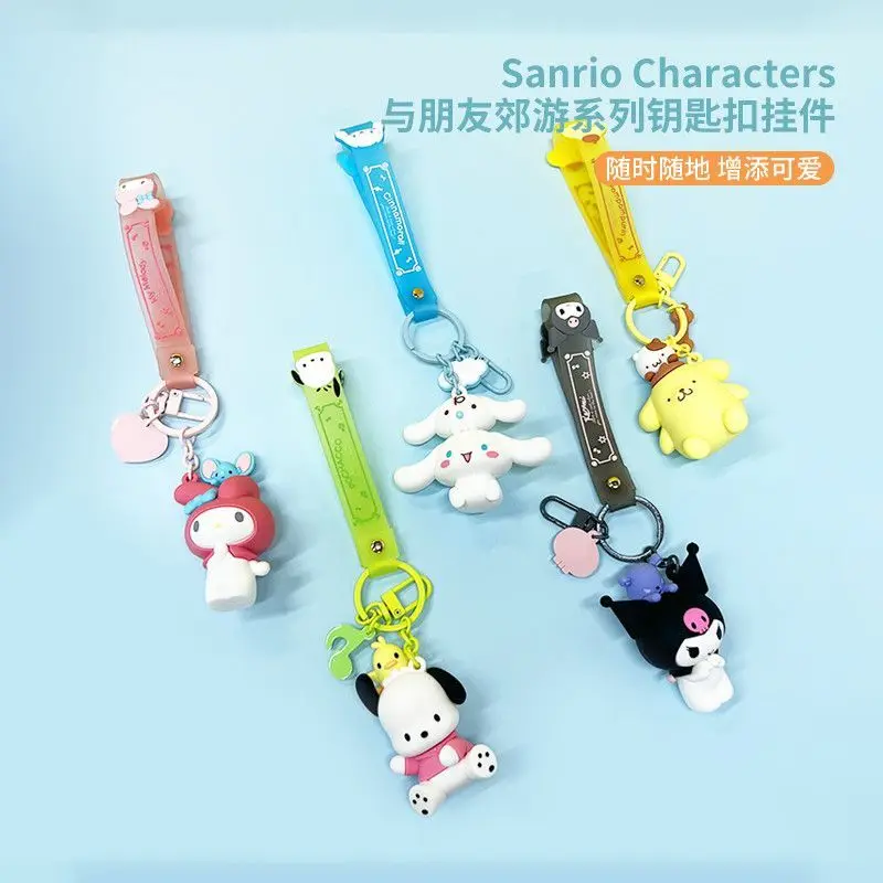 

Sanrio Characters Outing With FriendsLovely Cinnamoroll, Cute Cartoon Design Pochacco, Girls Backpack Car Decor Pendant Keychain