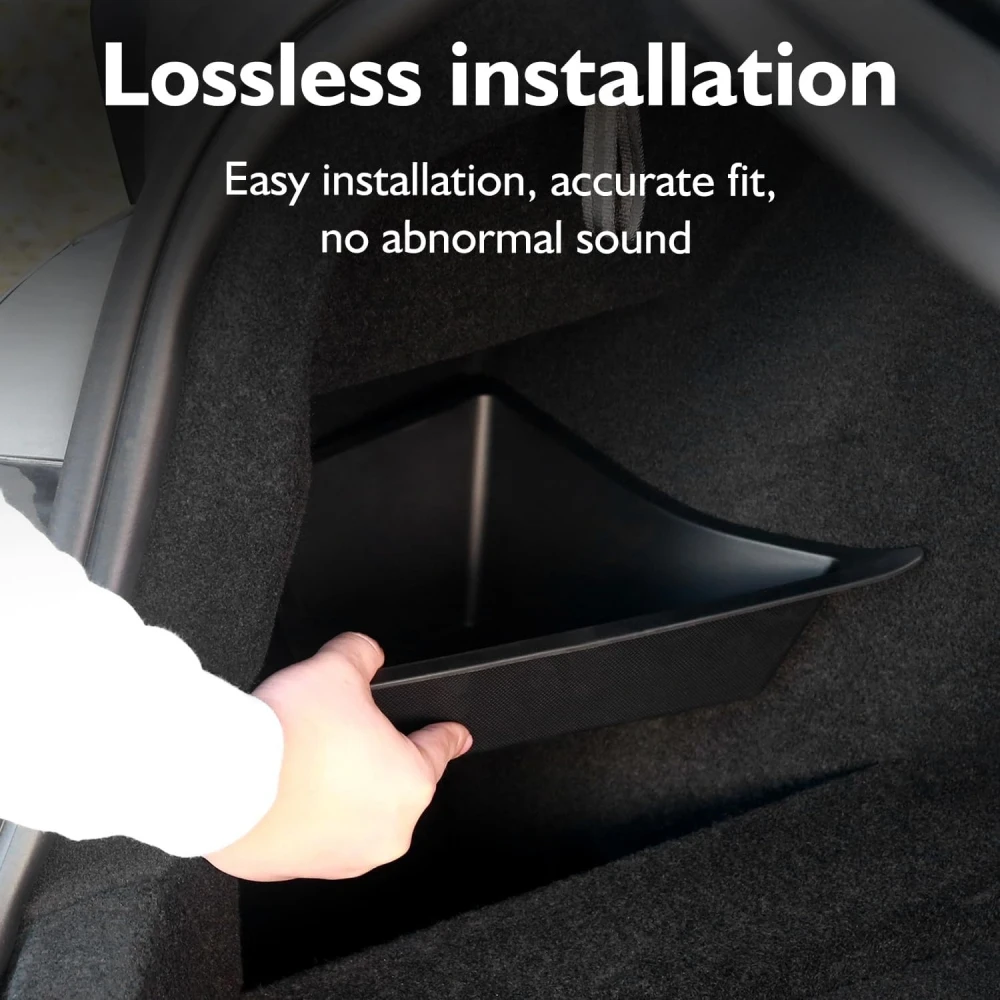 For Tesla Model 3 Highland 2024 Trunk Side Storage Bins Cargo Compartment Liners TPE Box Boot Organizer Bucket With Lid
