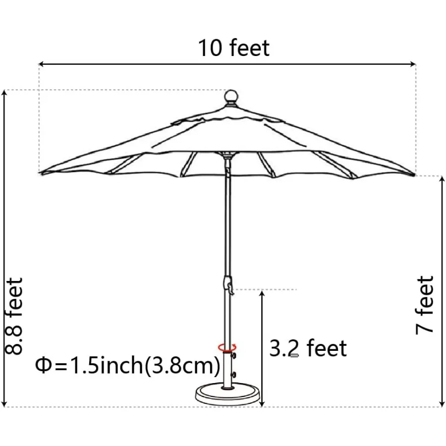 مظلة فناء خارجية بطول 10 أقدام غير قابلة للتلاشي لمدة 10 سنوات مع تهوية لسطح الحديقة وجانب حمام السباحة للاستخدام المتين لطاولة السوق السوداء #3