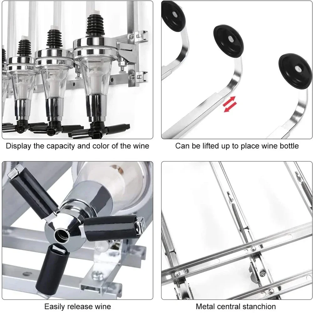 1-6 Bottle Alcohol Liquor Dispenser, Wall&Rotating Mounted Cocktail Shaker Stand Whisky Wine Beer Alcohol Bar Beverage Dispenser