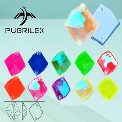 PUBRILEX Cosmic Crystal Sew On Rhinestone Neon Glass Strass With Chamfers DIY Crafts Accessories Sewing Stones For Clothing Bags