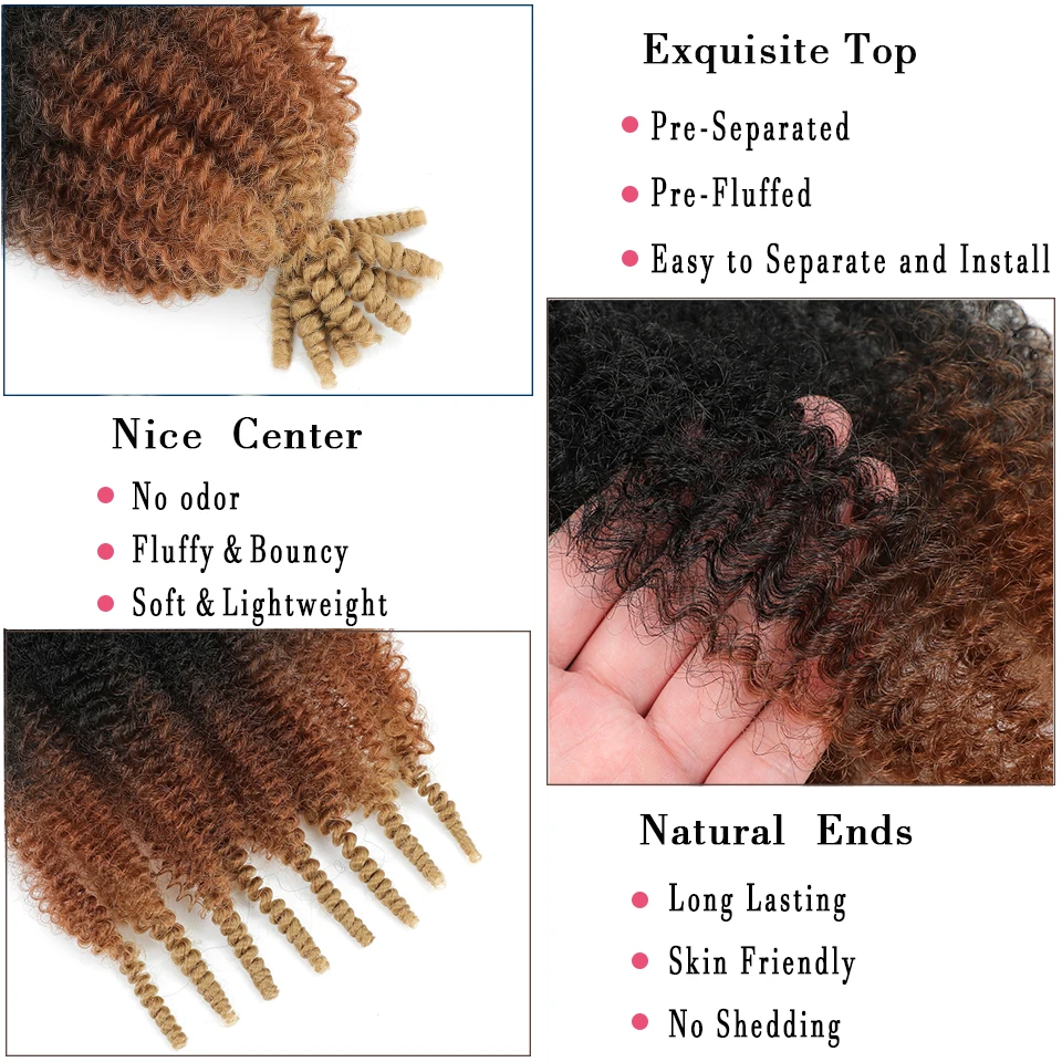 12 "16" 24 "الربيع الأفرو غريب تويست الشعر الربيع تويست قبل فصل التفاف الشعر مارلي تويست تجديل الشعر للنساء السود #3