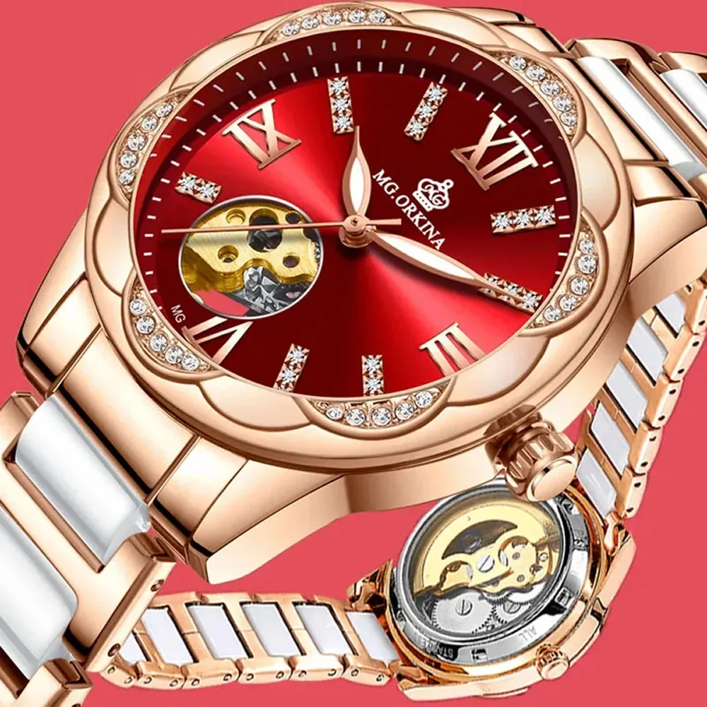 Women's Watches Luxury Brand Ceramic Skeleton Design Ladies Automatic Mechanical Watches Women Watch Relogios Feminino