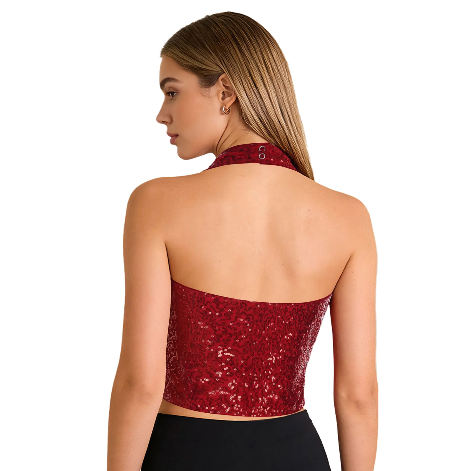 المرأة ثلاثية الأبعاد زهرة الترتر سترة الرسن أكمام عارية الذراعين سبليت الجبهة المحاصيل الأعلى للحزب نادي ديسكو مرحلة الأداء تانك القمم #2