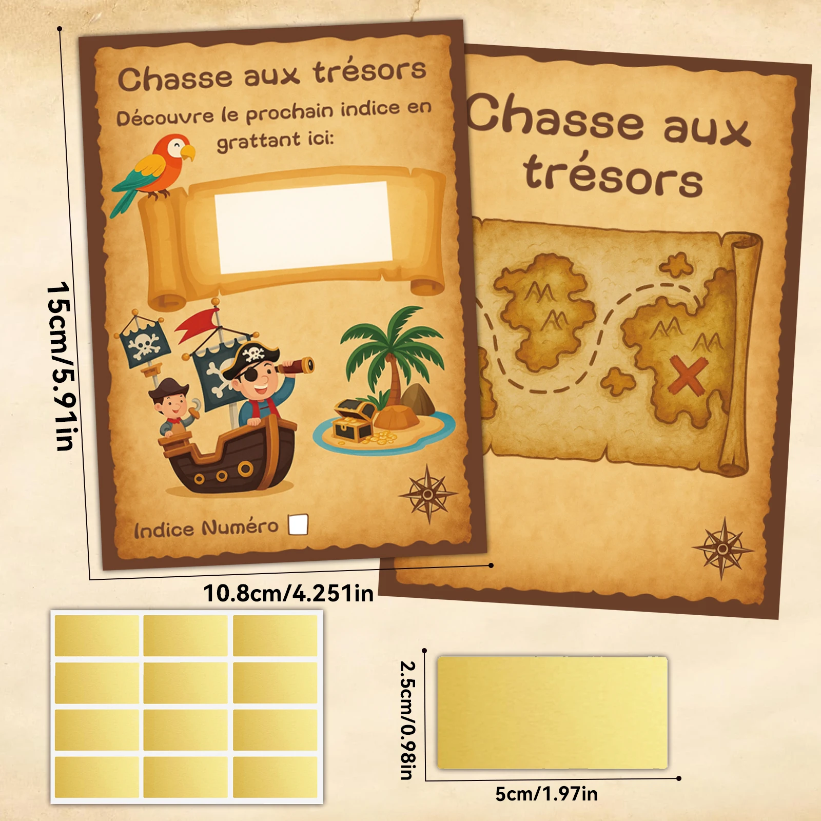 12 قطعة مجموعة ألعاب صيد الكنز تحت عنوان القراصنة مع بطاقات خدش للكتابة + 10 ملصقات للخدش حفلة عيد ميلاد/حفلة/عطلة الوالدين Ch #2