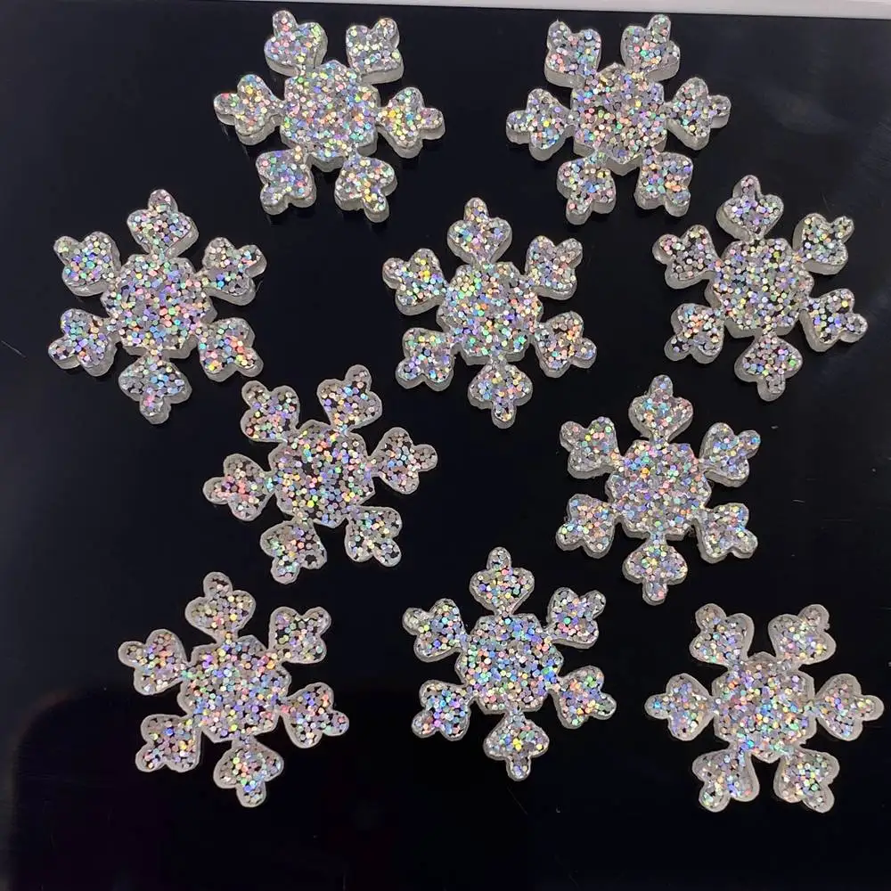 Glitter 18mm snowflake Flat back Rhinestone Acrylic Sheet Miniature Pattern Applique DIY Wedding Panel Scrapbook Ornaments SF87