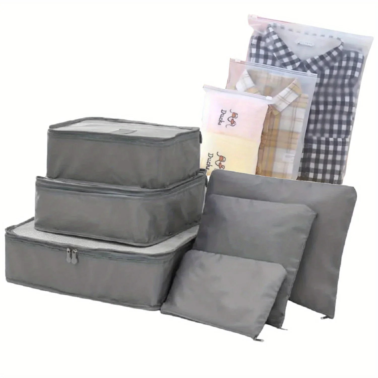 

9-piece travel storage bag multifunctional clothing sorting bag, travel packaging compression bag, gray