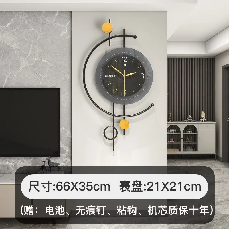 Horloge murale silencieuse artistique pour salon, lumière moderne, luxe haut de gamme, décoration cr