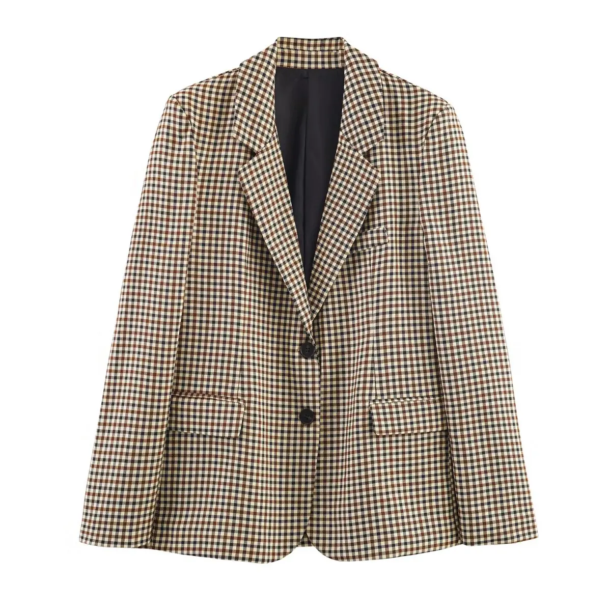 

2025 Autumn New Checkered Straight Cut Suit Set for Women, Simple Checkered Straight Tube Suit Coat, Checkered Pants, Mid Waist