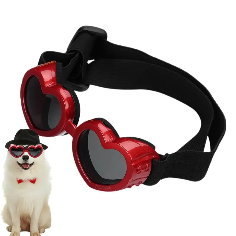 Heart-shaped Dog Sunglasses UV Protection Sun Glasses With Adjustable Strap Anti-Fog Goggles  Puppy Outdoor Eyes Protections