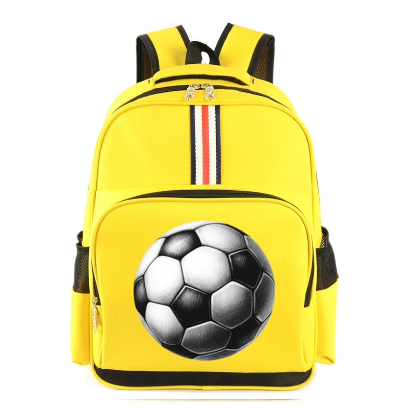 Futebol Imprimir Shoulder Schoolbag para Kindergarten Meninos e Meninas, Zipper Bookbag, Mochila Infantil, Aquarela Bookbag, Futebol, Novo