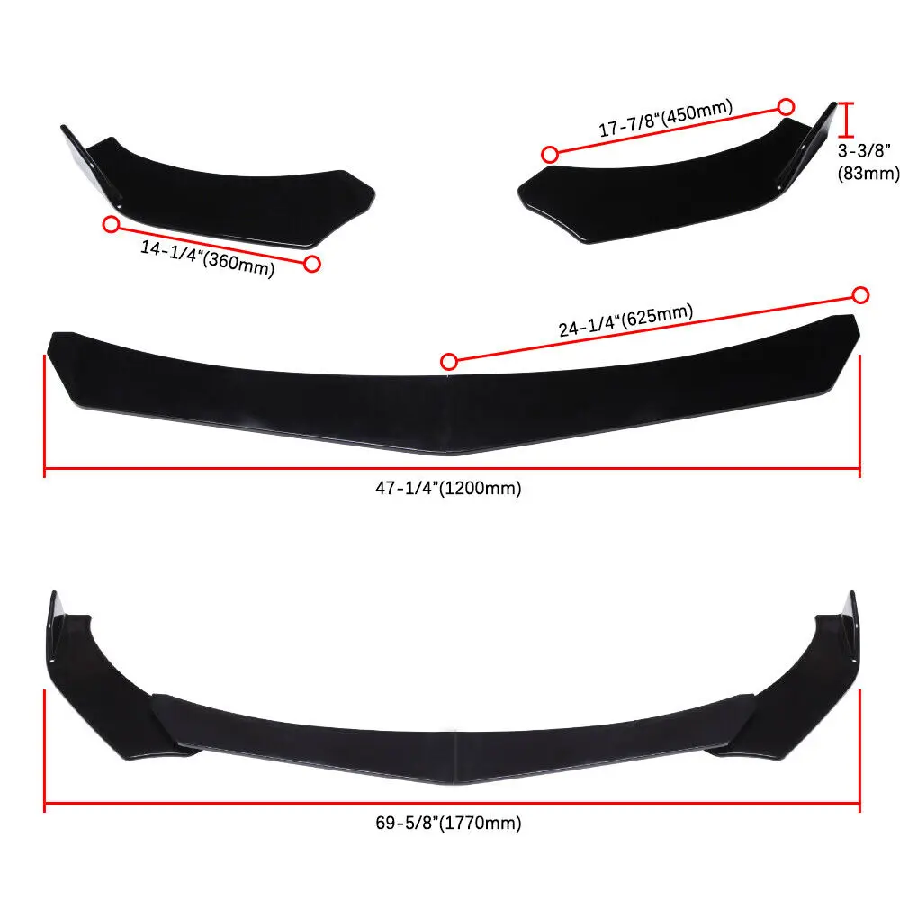 For Dodge Challenger SRT SXT RT Front Bumper Lip Splitter Spoiler + Strut Rods