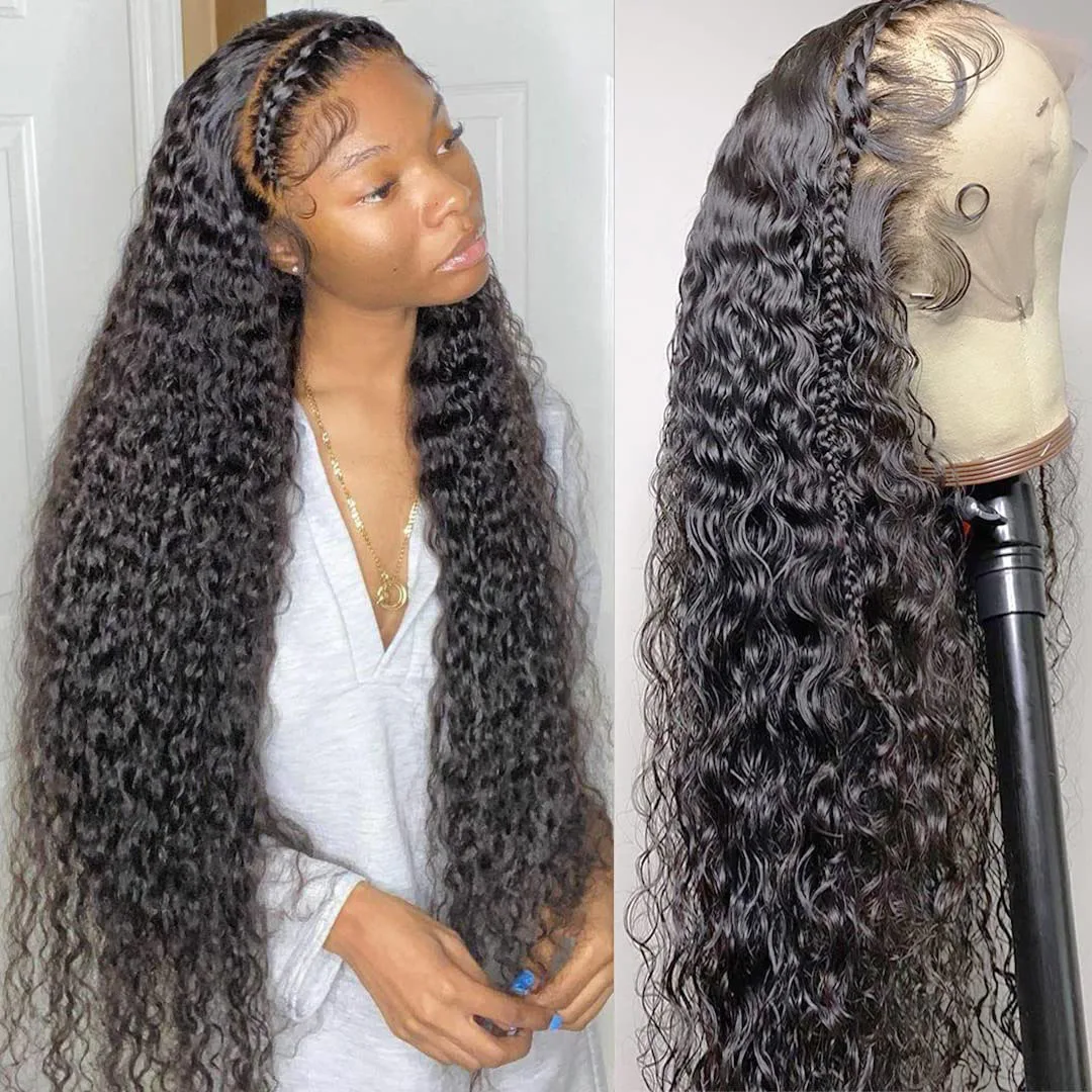 28 Inches Lace Front Wig Human Hair 13x4 Curly Wigs for Women Pre Plucked with Natural Baby Hair 200 Density Remy Deep Wave Wig