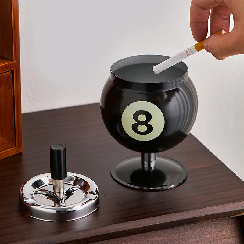 Creative Billiard Ashtray. With A Lid For Dust Prevention, A Design-themed Coffee Table Surface For The Ashtray. Boyfriend Gift