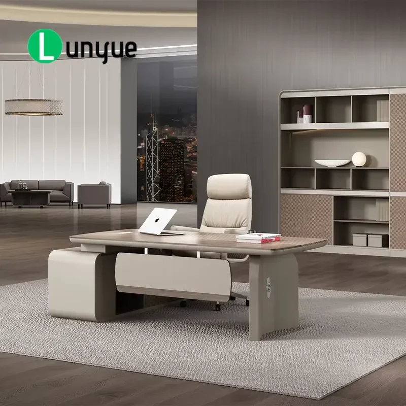 L Shaped Corner Computer Desk for Home Office Executive CEO Furniture Space Saving Workstation with Sturdy Frame Modern