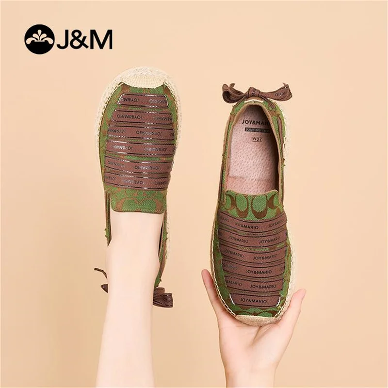 J&M 2024 Women Loafers Fisherman Shoes Summer Spring Cloth Shoes Fashion Platform Espadrilles Slip-On Casual Shoes Black Sneaker