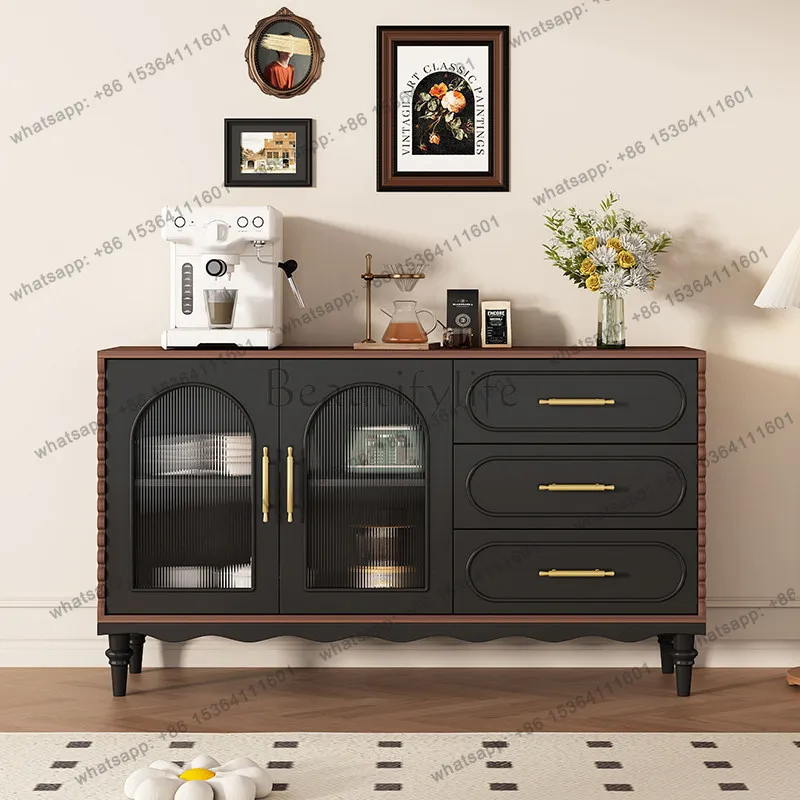 French Retro Living Room Cabinets Elegant Multifunction Classic Trendy Kitchen Cabinets With Drawers Design Vitrina Furniture