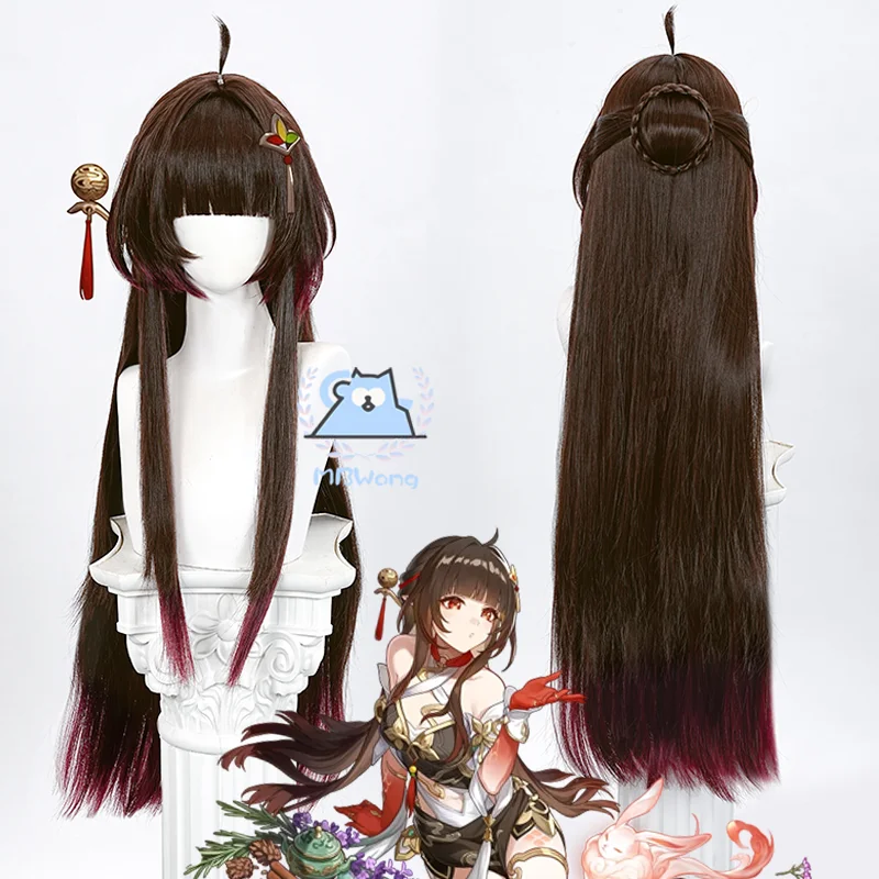 Presell Honkai: Star Rail Lingsha Cosplay Wig Ling Sha Cosplay 90cm Red Gradient Color Long Hair Cosplay Halloween Party