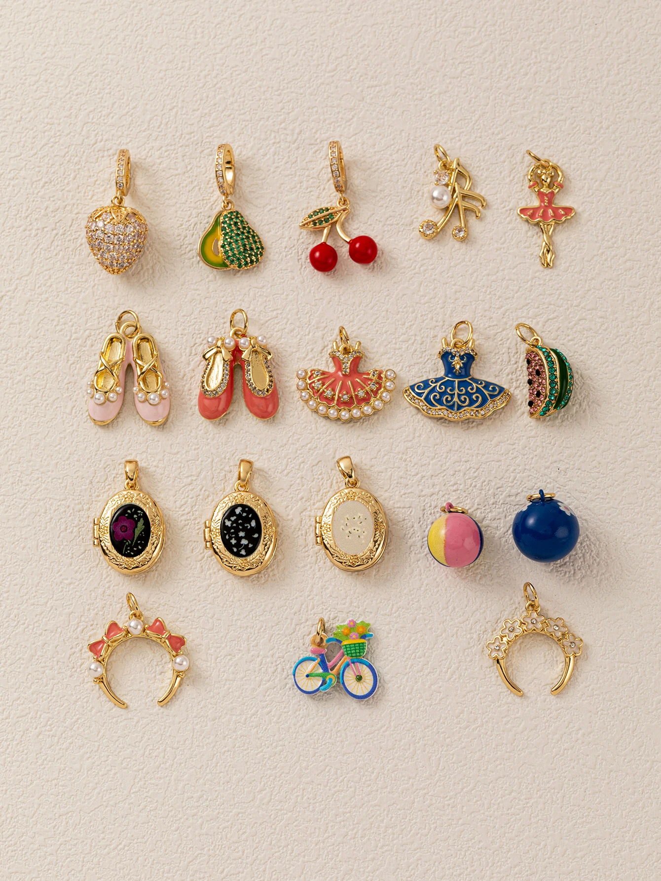 Vintage und trendiges neues Kleid, Birne, Wassermelone, Kirsche, DIY-Anhänger, Charms, Schmuckherstellung – Detail 3