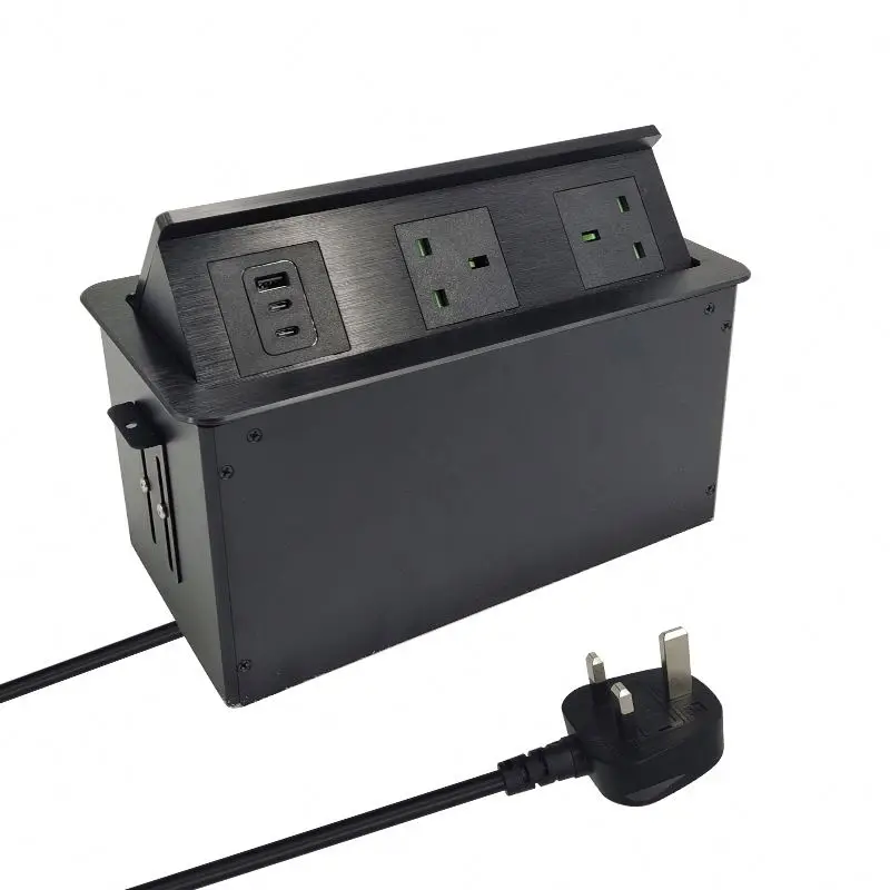 

Розетка для Великобритании, гидравлическая выдвижная розетка, выдвижная утопленная лента, 65 Вт, USB, домашний офис, NFC-совместимость, 16 А, скрытая настольная мощность