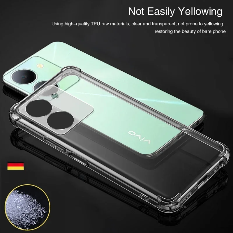 Luxury Clear Airbag Phone Cases for VIVO Y36 Y36i Y36M Y36T Y37 Y37M VIVOY36 4G 5G 360 Soft Protective Back Covers Air Bag Armor