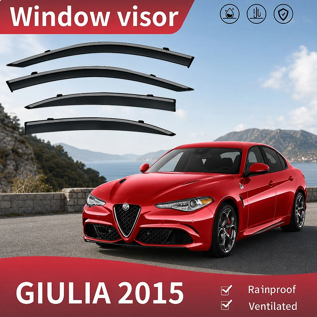 

4Pcs Window Visor for Alfa Romeo Giulia 2015-2024 Rain Sun Awnings Weathershield Wind Deflector Auto Parts