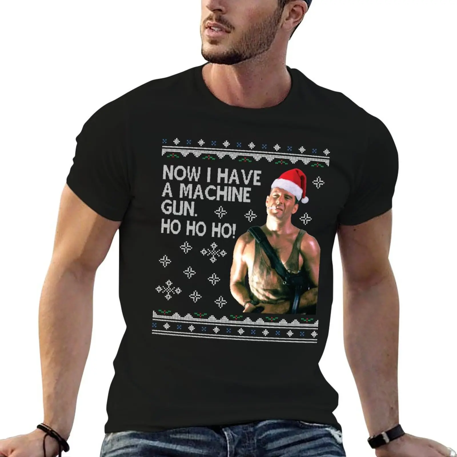 Die Hard Ho Ho Ho Machine Gun Christmas Kint T-Shirt man t shirts for men casual t shirt man luxury man t shirts cotton T-shirt
