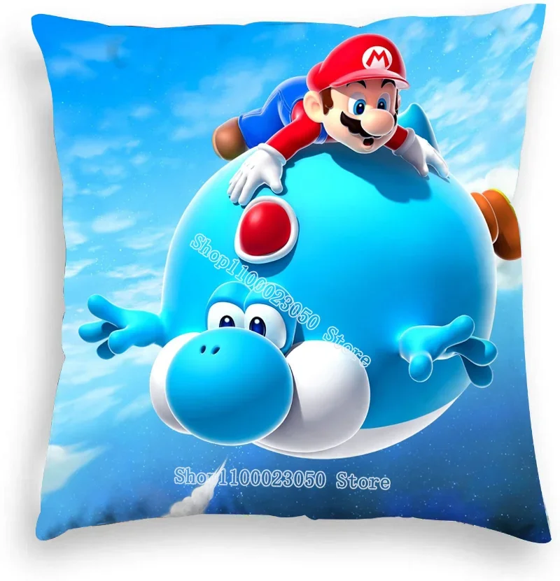 Mario Bros Pillow Case Super Mario Cartoon Cushion Cover Car Sofa Pillowcase Boys Room Fall Decor Home Textile Decorative Gifts