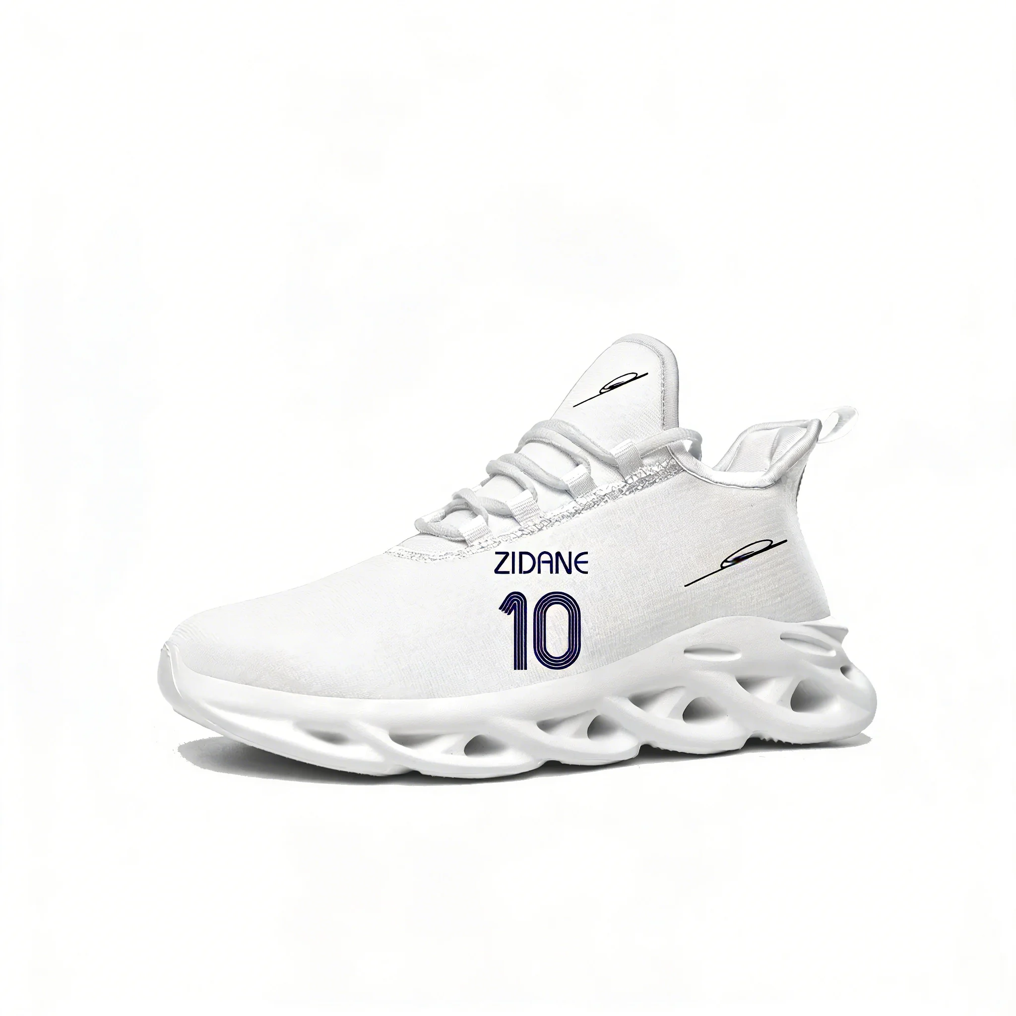 

Кроссовки Zidane No.10 для мужчин и женщин, спортивная обувь для бега, кроссовки с сетчатым верхом на шнуровке, обувь для футбольных звезд Франции, индивидуальный пошив, белые.