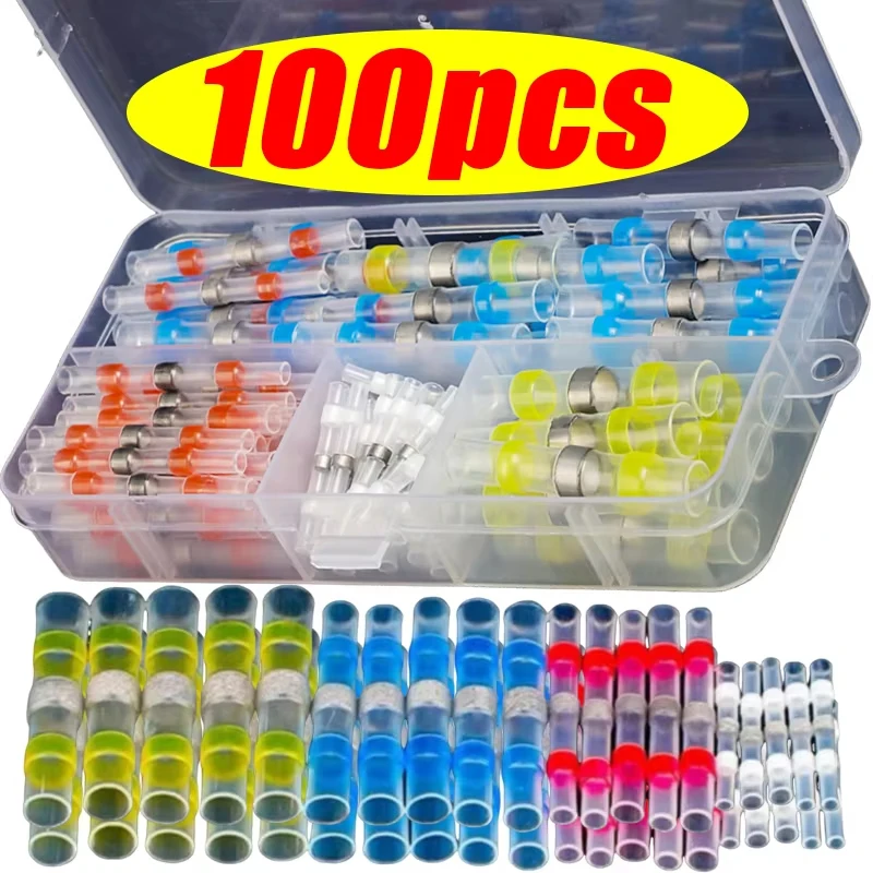 50/100PCS Car Insulated Terminal Electrical Wire Solder Seal Lug Terminals Shrink Butt Connectors Waterproof Heat Connector