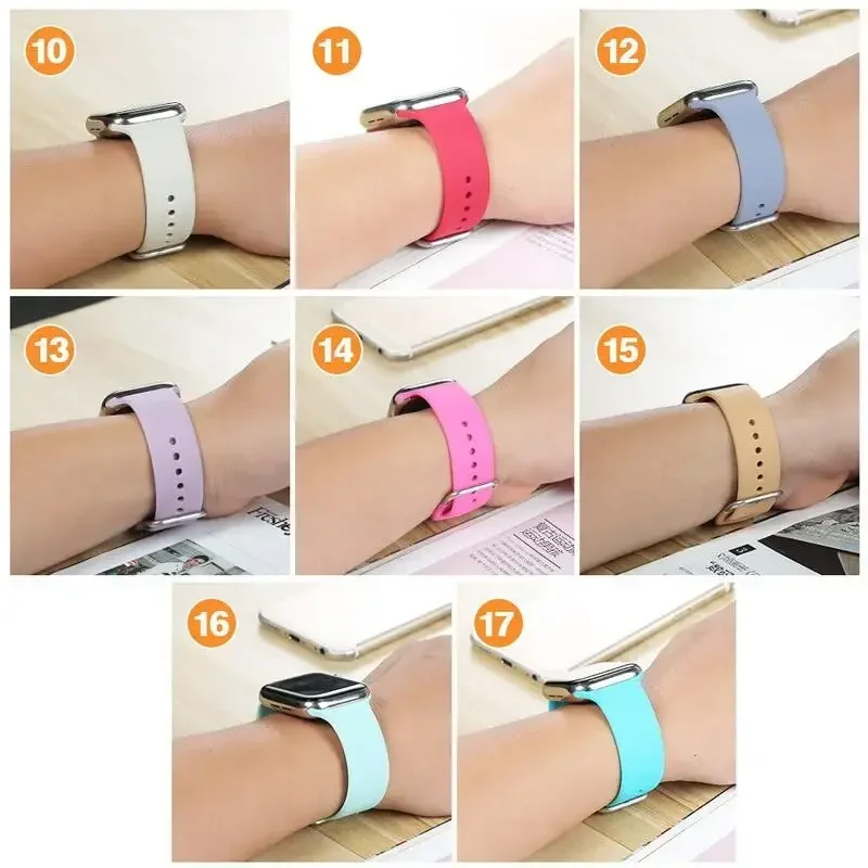 Soft Silicone Strap for Apple Watch Band 41mm 45mm 38mm 42mm 40 41mm Smart Watchband Bracelet for IWatch Series 9 8 7 6 5 4 3 Se