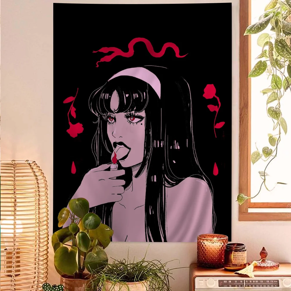 Horror Anime J-Junji Ito T-Tomie Cartoon Tapestry Home Decoration Hippie Bohemian Decoration Divination Home Decor