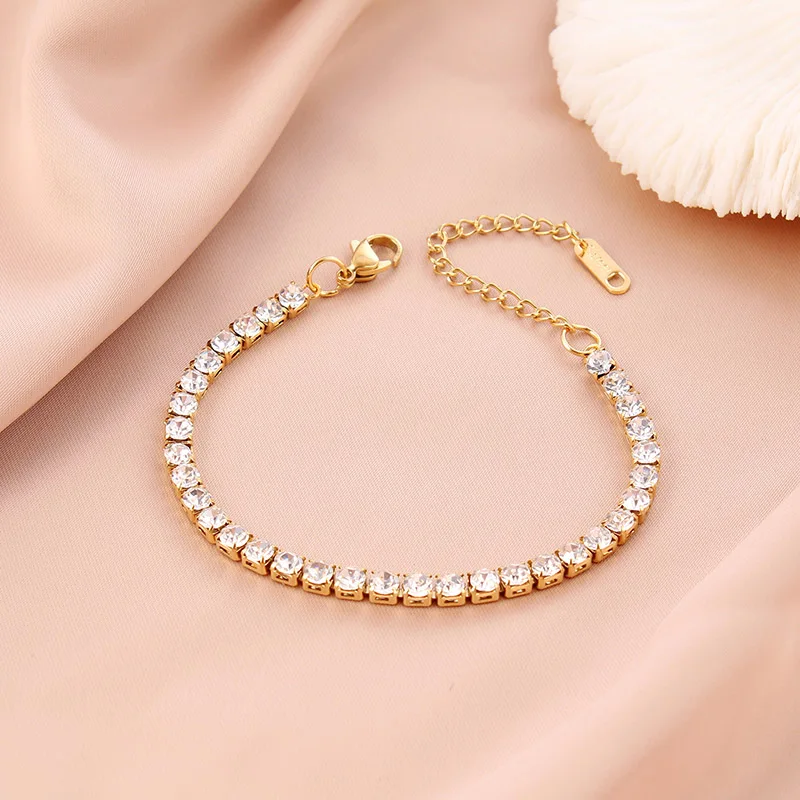 2024 New In Stainless Steel Bracelet For Women Adjustable Tennis Braclet Luxury Zirconia Braslet Girlfriend Gift Pulsera Femme