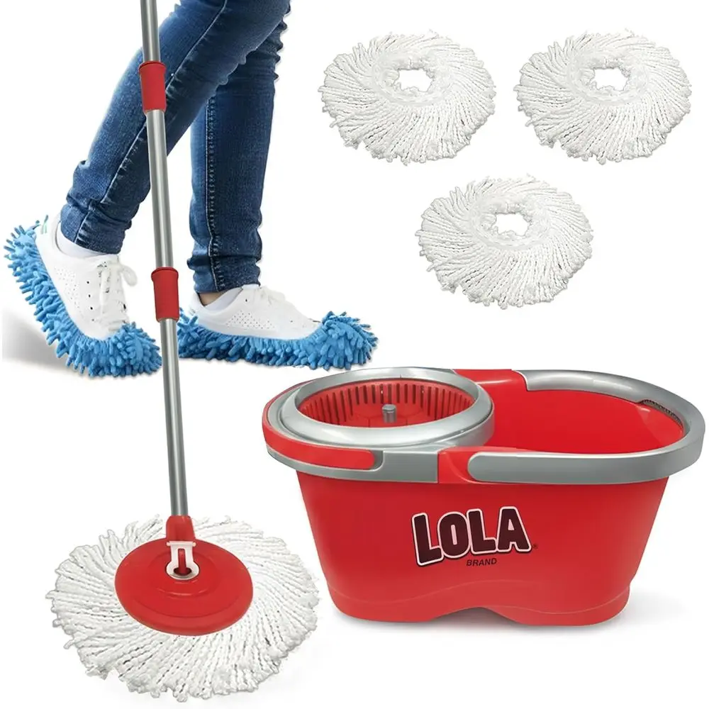 

Deluxe Spin Mop Set with Microfiber Wash Pads, Drying Stand, and Easy Spin Drying Mechanism