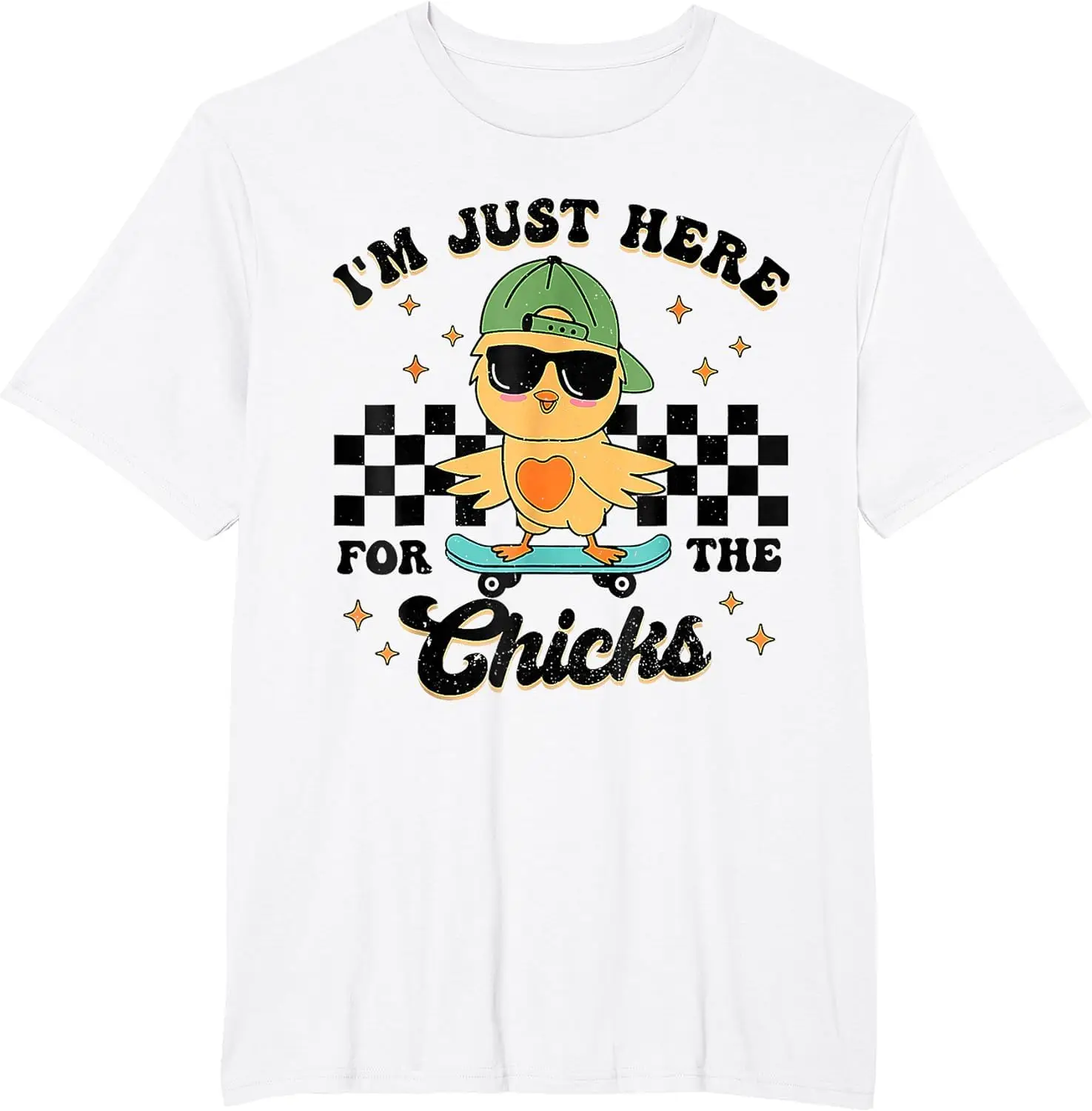 ZisZor Im Just Here for The Chicks Cute Boys Kids Toddler Easter T-Shirt Unisex T-shirts for Men Women Summer Tees Cotton Luxury