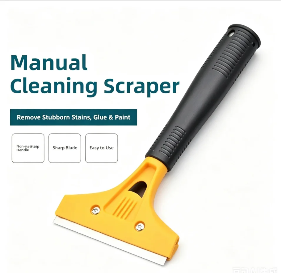 Metal scraper, car adhesive sticker remover, portable cleaning scraper or 10 blades for cleaning windows, tiles, floors, etc