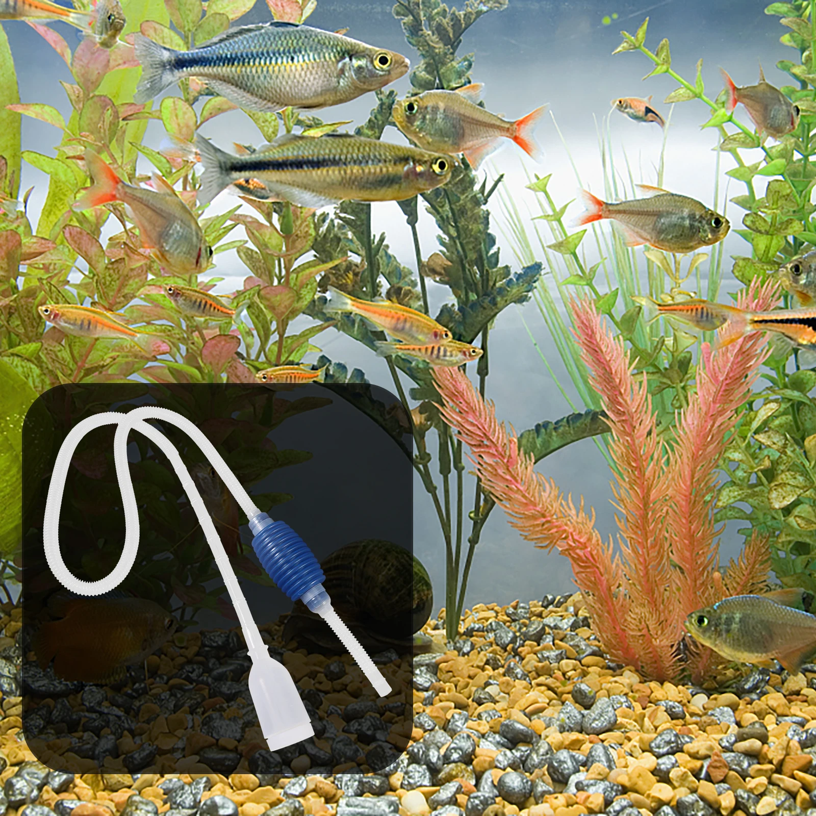 

Siphon Vacuum Water Pump Gravel Cleaner Aquarium Filter White Manual Fish Tank Plastic Hose Easy Use Cleaner Pump