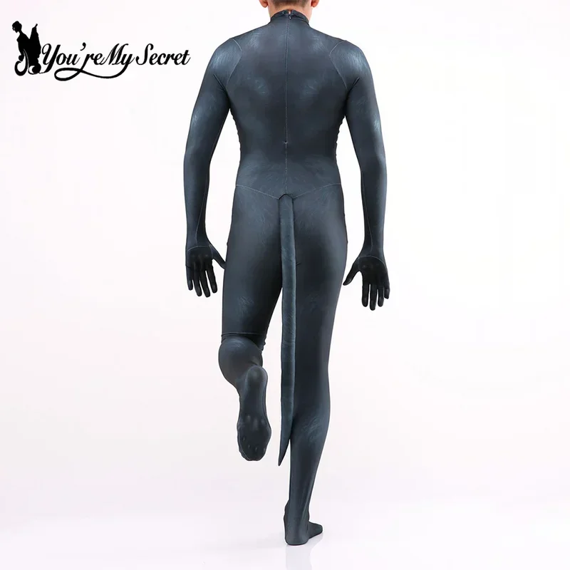 Bear House [You're My Secret] Halloween Cosplay Animal Wolf Printed Costume with Tail Crotch Zipper Party Outfit Zen2025 PPT01..