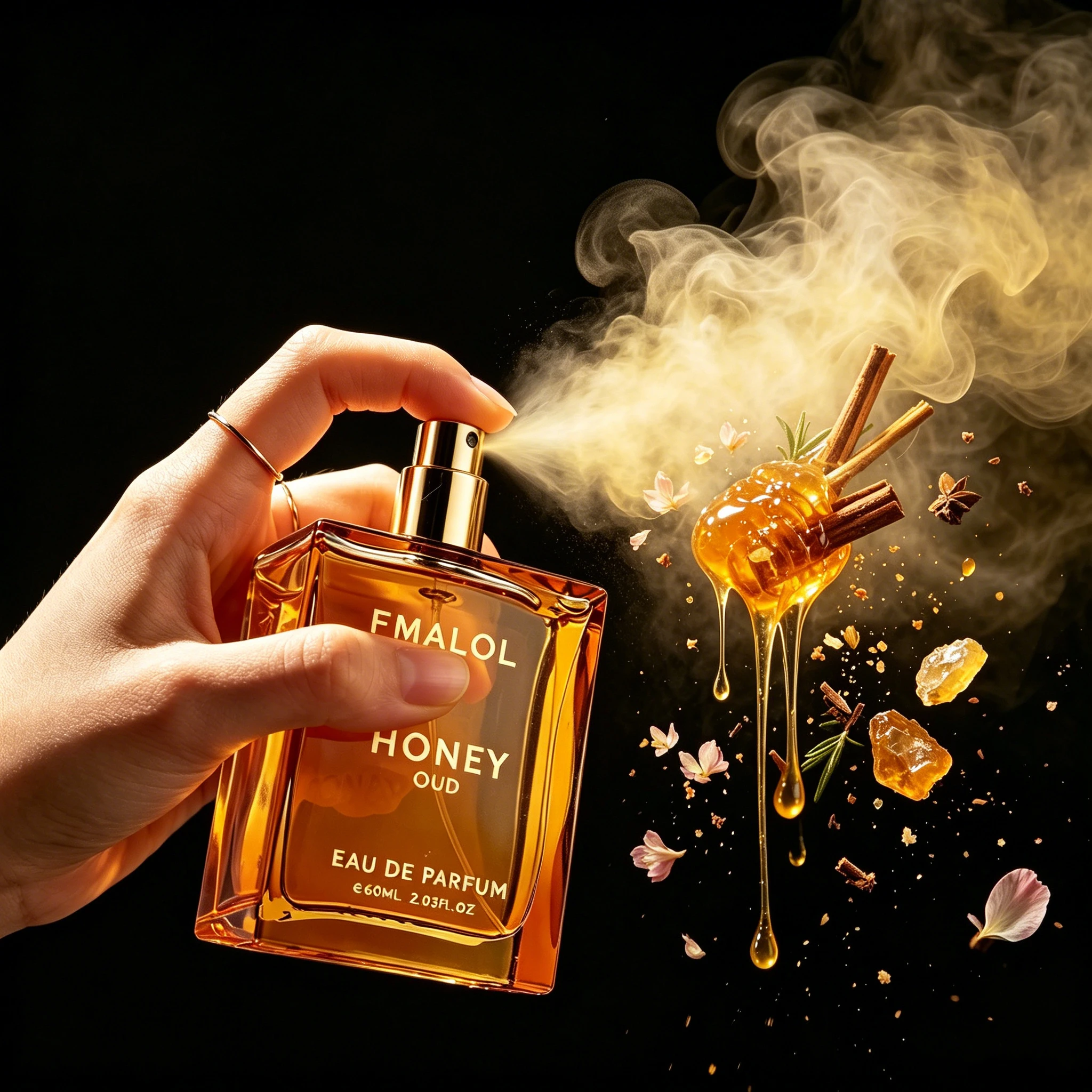 Fmalol Luxury Women Parfum，Honey, Oud, Patchouli, Vanilla & Bergamot with Floral-Amber Spicy Notes, Clean Vegan Essential Oils, Long-Lasting Unisex Fragrance