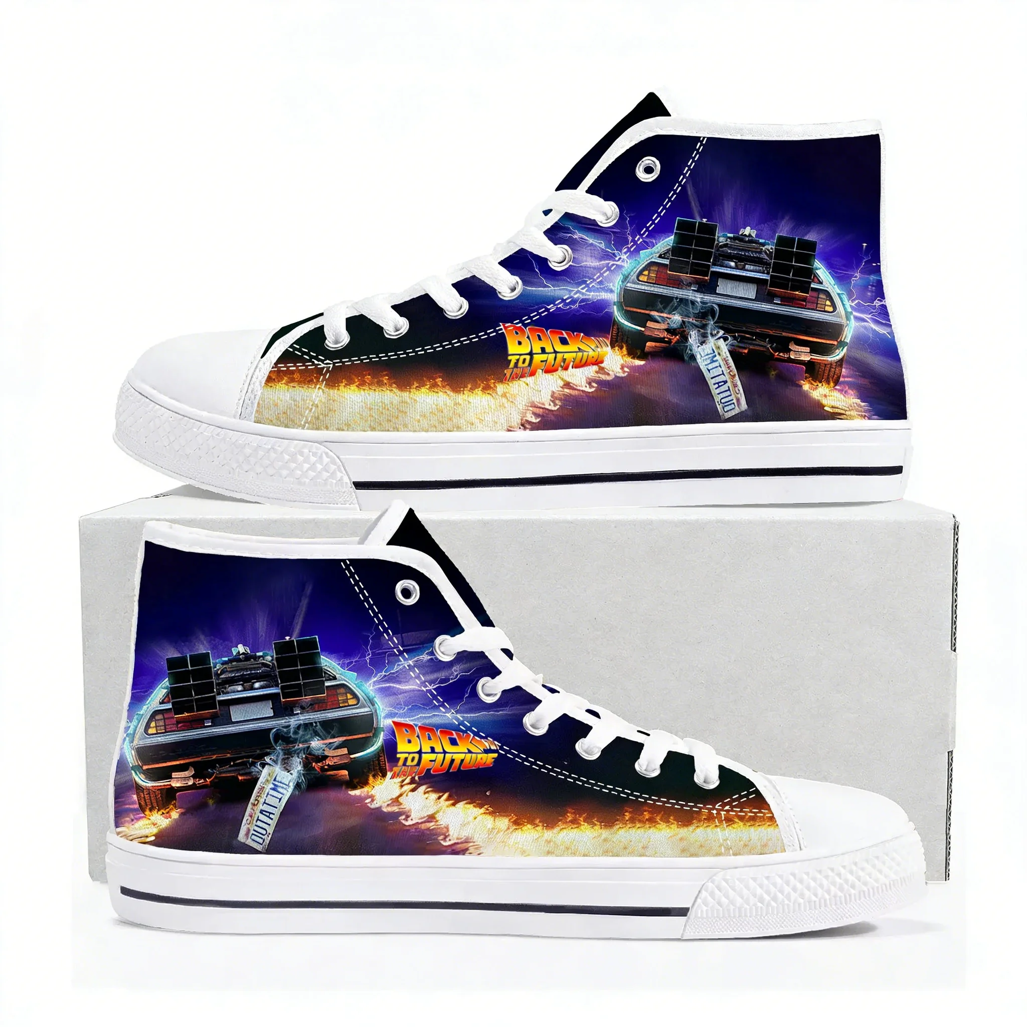 

Кроссовки-кеды унисекс High Top Canvas Sneakers в стиле научно-фантастических фильмов «Назад в будущее», высококачественные повседневные походные кроссовки из Ганы