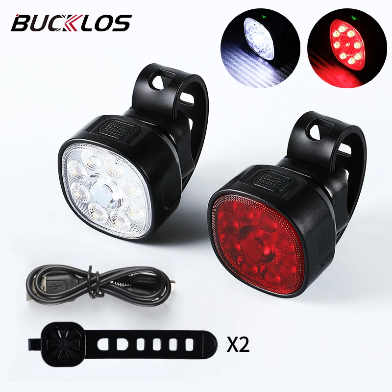 

Bicycle Lights High Brightness Bike Headlight Taillight Lamp Rechargeable Road MTB Cycling Front and Rear Flashlight Lighting