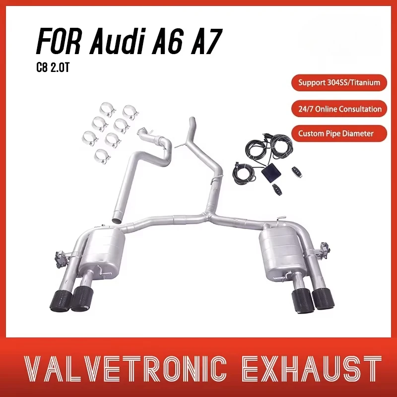 GFC Exhaust Pipe for 2019-2025 Audi A6 A7 C8 2.0T SUS304 Exhaust System with Valve Muffler