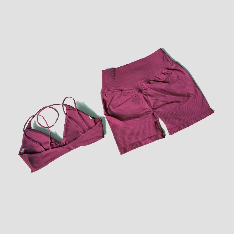 WAREBALL 2-teiliges Gym-Set für Damen: Vision Twist Front BH mit V-Ausschnitt und Cross-Waist Quick Dry Shorts – Ideal für Pilates, Workout, Laufen und Fitness – Detail 24
