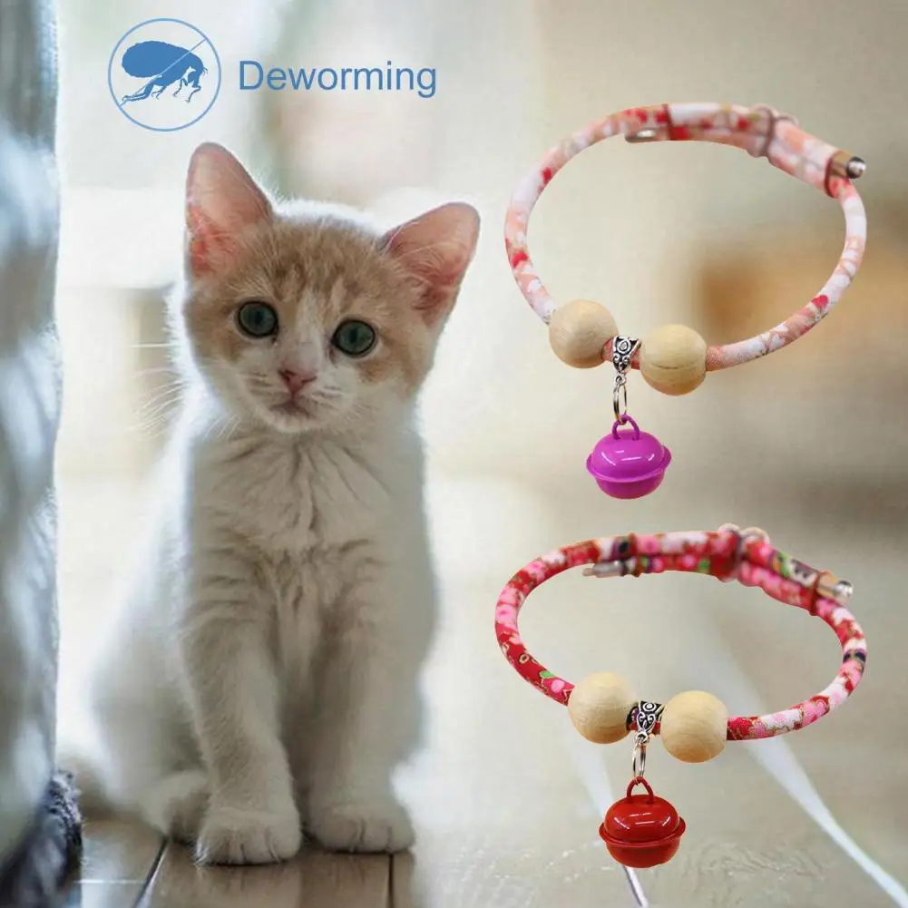 Pet Necklace Camphor Wood Insect Repellent Adjustable Fashion Pet Kitten Collar With Bell Pet Supplies Flea Tick Prevention Pet