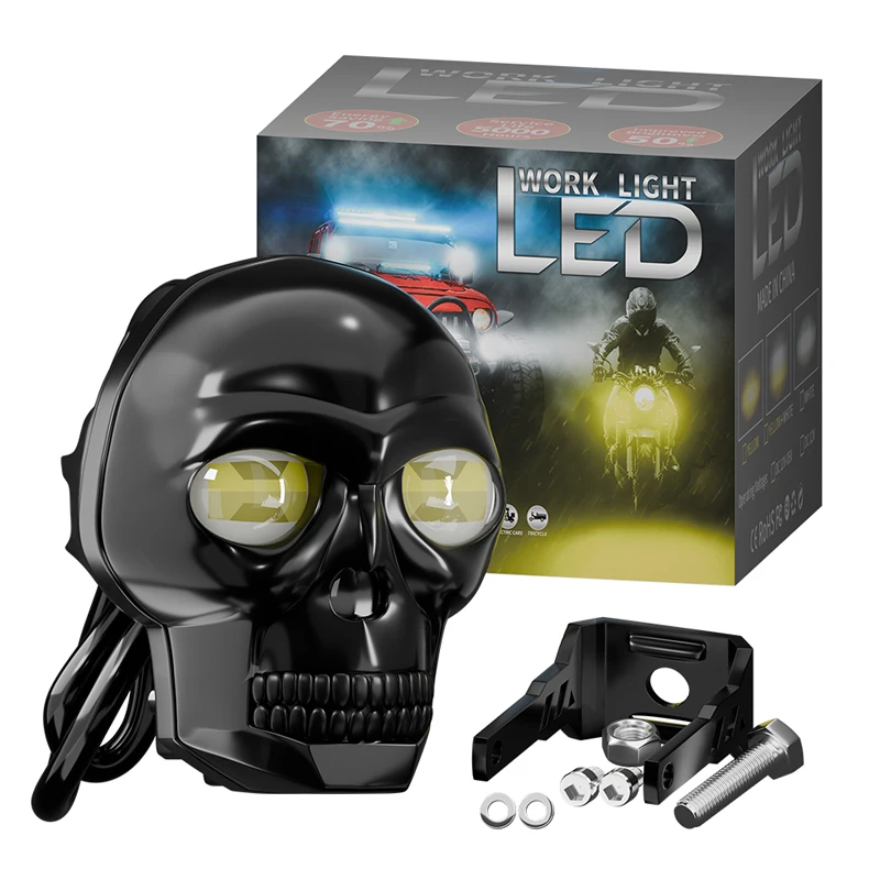 

Motorcycle LED Skull Waterproof Headlight Fog Light for car Projector Lens Spotlight Motorcycle accessories light External light