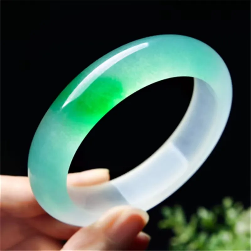 

Natural Jade Color Hand Carved Wide Jade Bracelet Fashion Boutique Jewelry Men and Women's Green Flat Bracelet Gift Jewelry