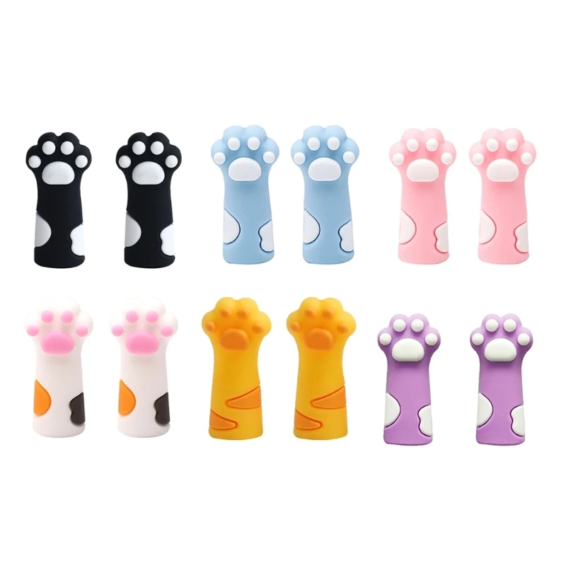 6PCS Cats Claw Pencil Caps Silicone Pencil Tip Covers Chewing-proof Silicone Pencil Caps Pencils Extender Holders