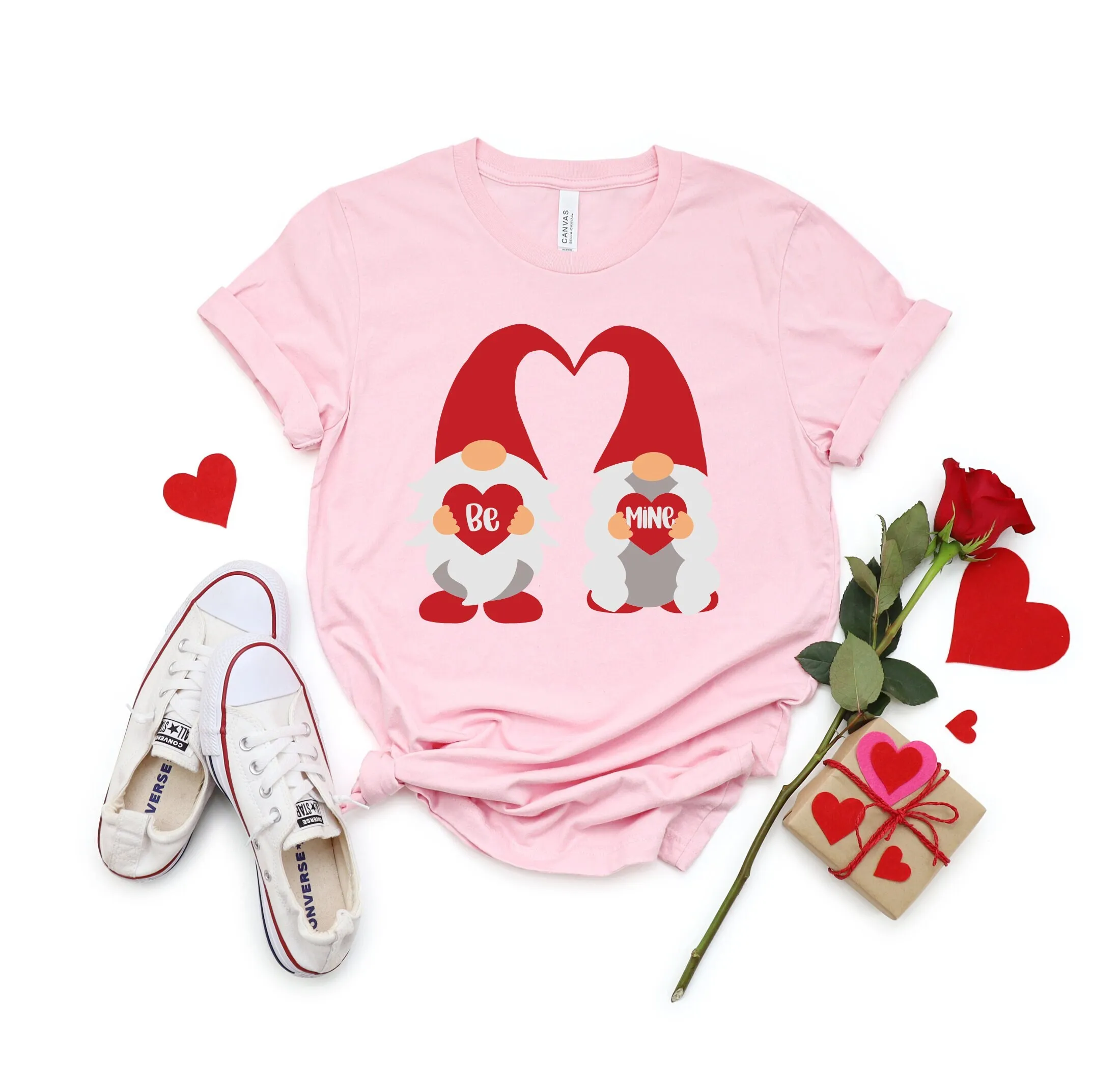 Gnomies Be Mine T Shirt Valentines Day Cute For Her Him Matching Couple